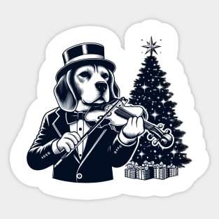 Beagle Playing Violin Christmas Sticker